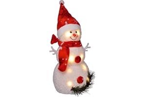 Bambelaa! Bałwanek LED, czerwony, dekoracja bożonarodzeniowa, podświetlany, 42 cm, zasilanie bateryjne, Boże Narodzenie