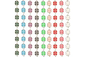 WakiHong 45 Pezzi Ciondoli a Quattro Foglie Colore Verde Forma di Quadrifoglio Ciondoli a Forma di Quadrifoglio con Scatola per Fai Te Collane Orecchini Bracciali Ciondoli Portafortuna