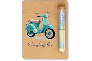 ZUKLA Verpackung Geldgeschenk Moped - 13 x 10 cm - mit Reagenzglas - Holz - Vespa Geschenke für Männer & Frauen - Geldgeschenke Geburtstag Roller - Vespa Spardose