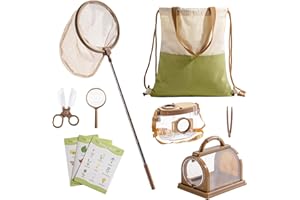 ROBOTIME Bug Catcher Kit & Kids Explorer Kits, 8-in-1 Butterfly kit, Outdoor Exploration Set, Bug Hunting Kits with Magnifying Glass, Bug Viewer, Butterfly Net, Carry Bag, Gift for Boys Girls 3-12
