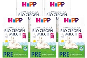 ‎HIPP HiPP PRE Anfangsmilch aus Bio Ziegenmilch (5 x 400g), von Geburt an, mit GOS, nur Lactose, A2-beta-Casein, besonders leicht verdaulich