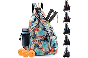 ZOEA Pickleball Bag, Sport Pickleball Sling Bag for Women Man, Adjustable Pickleball Backpack with Fence Hook Water Bottle Holder, Fits 4 Paddles and All Your Other Gear