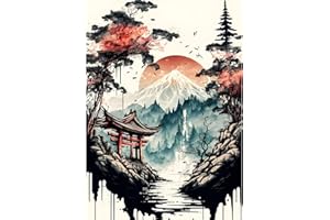 MXJSUA Kits De Pintura De Diamantes Para Adultos, Paisaje Japonés 30x40cm