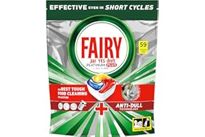 Fairy Platinum Plus 59 Tabletki do zmywarek, cytryna, nasze najlepsze czyszczenie do czyszczenia jak nowe, usuwa otępienie i zapobiega osadzaniu się kamienia