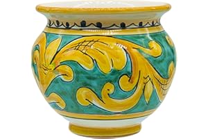 Sicilia Bedda - VASO IN CERAMICA SICILIANA - Decorazione Maioliche - Prodotto Artigianale di Alta Qualità - DIAMETRO 10 CENTIMETRI (Maioliche Verdi)