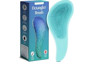 Lily England Brosse à Cheveux Démêlante, Superbe Qualité Salon Coiffure - La Meilleure Brosse pour les Cheveux Fins, Épais, Bouclés, Secs ou Humides et les Enfants (Paillettes bleues, Paquet de 1)