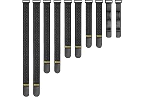 Trilancer Elastic Cinch Straps with Anti-Slip Strips,5 Size Combo(10-Pack) Heavy Duty Hook and Loop Storage Straps for Extension Cords, Cables, Ropes, Hoses, Bike, RV, Pant Garters,Garage Organization