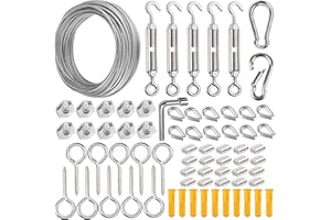 30M Garden Wire For Climbing Plants Training Wire Rope Kits, AMLOOPH Stainless Steel Metal Cable Garden Wire Heavy Duty 2mm Catenary Wire Trellis Fence Wire Kit With Turnbuckle Tension Wire Tensioner