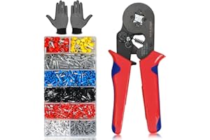 Ferrule Crimping Tool Kit, Meff-Mluk Crimpers Pliers Set for 0.25-10 mm² with 1250PCS Terminal Connector Sleeves, Self-Adjustable Ratchet Wire Crimping Tool Kit, Crimping Connectors Wire End Ferrules