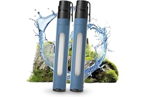 Joypur Paille Filtrante Survie avec fenêtre de visualisation - Filtre eau Survie Filtre à eau potable avec 3000 L de capacité de filtration pour les urgences, etc. (Bleu * 2)