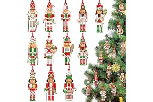 ENJOYAA Ozdoby dziadka do orzechów, żołnierz, 12 szt., Boże Narodzenie, mini dziadek do orzechów, drewniany dziadek do orzechów, figurki żołnierza, do dekoracji choinki i na imprezę