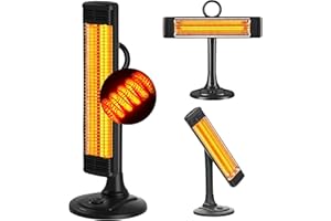 Climative Infrarot Heizstrahler Terrasse FIX 1000W – Infrarotheizung Standgerät mit vertikaler & horizontaler Oszillation, 2 Heizstufen, IP24 Elektroheizung, Heizstrahler Outdoor & Innenraum, Schwarz