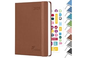 Jokisa Agenda 2025 Semainier, Agenda Journalier, Planner Vertical Scolaire 12 Mois janvier 2025 à décembre 2025 avec Porte-stylos et Signet, Autocollants, 22 x 16 cm