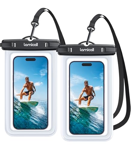 4 Pochettes étanches IPX8 Pour Téléphone Jusqu'à 7,2" - Transparentes, Avec Sangle Et Airbag - Pour Plage, Piscine