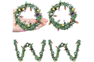 EKKONG Mini Ghirlande Natalizie 4 Pezzi Mini Ghirlanda di Natale con Perline Decorative Casa Delle Bambole Accessori Modello Giocattolo per Casa Delle Bambole Camino/Porta/Parete Decorazione