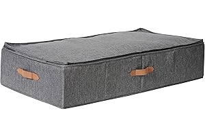 ‎LOVE !T STORE !T LOVE IT STORE IT Premium Unterbettkommode - Aufbewahrung von Bettwäsche aus Leinen - Stabil, verstärkt mit Karton - Grau - 90x45x18 cm