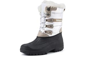 Knixmax Women's Men's Winter Snow Boots Waterproof Sole Fur Lined Lace-Up Mucker Stable Yard Boots for Outdoor Walking Hunting Horse Riding