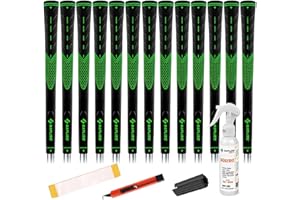 SAPLIZE Set of 13 Golf Grips with Complete Regripping Kit Standard/Mid Range White/Green/Red/Blue Golf Club Grip