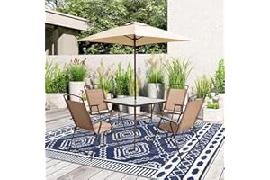 Homcomodar Outdoor Rugs for Garden 150x245cm Large Patio Rug UV Resistant Plastic Straw Rug Camping Mats Reversible Mats Outdoor Area Rug for Patio Picnic(Navy Blue)