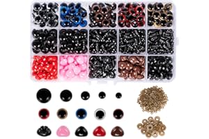 Carehabi Lot de 752 Yeux et Nez de sécurité avec rondelles pour Amigurumi Crochet Poupées Artisanales Animaux en Peluche et Ours en Peluche (6-14mm)