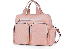 comeder Nappy Changing Bags, Multifunctional Baby Nappy Changing Tote Bag, Large Capacity Waterproof Baby Changing Bags for Diaper All Baby Accessories (Pink)