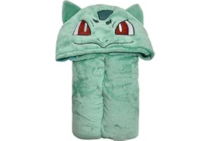 HÔMADICT Homadict – Decke mit Kapuze Pokémon – Bisasam – 120 x 150 cm – weich & bequem – offizielles Lizenzprodukt, Gelb