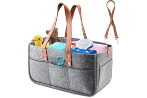 NCTNCX Filztasche, Filztasche groß, 38x23x18 cm Filztasche mit Herausnehmbaren Fächern, für Outdoor Trips, Picknick, Einkaufen, Aufbewahrung (Grau)