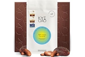 Kaicao Chocolate Negro 75% Cacao - Origen Kokoa Kamili, Tanzania - Endulzado con Dátiles – Chocolate sin Azúcar Refinada - sin Lactosa, sin Gluten, Vegano - Cacao de Origen Único - 2 x 70 gr