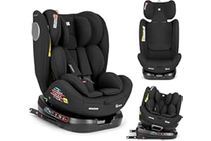 KIKKA BOO KikkaBoo Seggiolino Auto 0–36 kg ISOFIX i-Size i-MOOVE 2, 40–150 cm, Rotazione 360°, Reclinabile, Poggiatesta Regolabile, Contro e Fronte Marcia, Nero