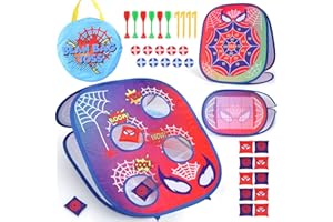 Aooess Toys for 3+ Year Old Boys: Spider Bean Bag Toss Game Kit, Dart Board Set With 10 Sticky Balls, Gifts for Toddlers Age 3 4 5 6 7 8 Birthday Presents, Outdoor Garden Party Toss Games for Kids