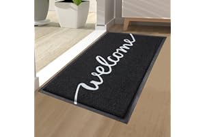Homaxy Welcome Wycieraczka na zewnątrz i wewnątrz, antypoślizgowa mata zatrzymująca brud, nadaje się do prania, do drzwi wejściowych, ogrodu (40 x 60 cm, czarna)