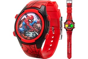 Accutime Kids Marvel Spider-Man Digital Quartz Plastic Watch for Boys & Girls with LCD Display