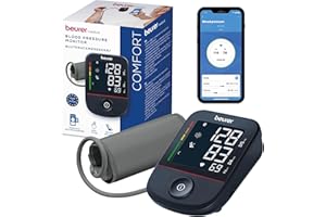 Beurer BM 48 Misuratore di pressione da braccio, funzionamento semplice con un pulsante, misurazione delicata e veloce, rilevamento aritmia, polsino 22-42 cm, con app, trasferimento dati Apple Health