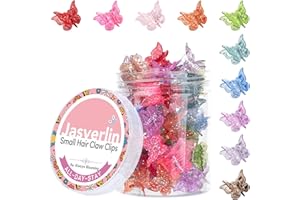 JASVERLIN Glitter Small Butterfly Hair Clips, Sparkly Colorful Hair Accessories for Girls and Women - 90s Y2K Cute, Mini, Tiny Claw Clips in 10 Assorted Colors, Set of 50 (Glitter Color)