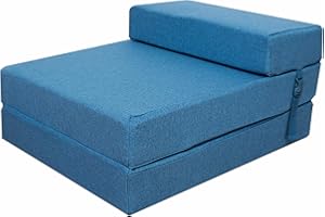 BBLOSSOM SINGLE Fold Out Guest Chair Z Bed Futon Sofa Comfortable Foam for Adult and Kids Lounger Luxury Mattress (Jade)