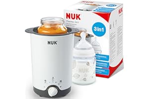 NUK Thermo 3in1 Babyflaschenwärmer | schonendes Auftauen, Erwärmen und Warmhalten von flüssiger und breiförmiger Nahrung | Korb zum einfachen Herausnehmen | EU-Stecker