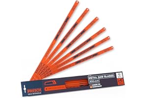 Presch Hacksaw blades 300mm 6 pcs - Handsaw edges for 300mm hacksaws - Bi-metal saw edge 300 mm with HSS sawing edge for non-ferrous metals (copper), stainless steels, plastics