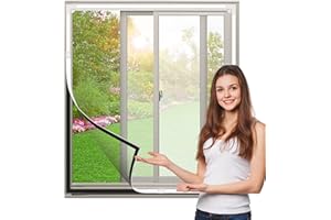 DAWANYI Adjustable DIY Magnet Fly Window Screens Max 120x130CM Fiberglass Mesh, Easy Installation Removable Anti-Mosquito Screens Keep Out Bugs/Flies/Mosquitoes (White Frame, Grey Encrypted Mesh)