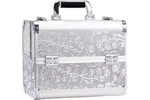 KETALIRIA Kosmetikkoffer Schminkkoffer Leer Groß Make up Koffer Abschließbar Beauty Case Friseurkoffer Nagelkoffer Nageldesign Koffer Werkzugkoffer Multikoffer,Silber