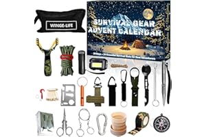 WINGE-LIFE Survival Kit Adventskalender für Männer – Essentielle Outdoor Werkzeuge für Erwachsene Teenager – 24 Tage Weihnachts Countdown Outdoor-Gadgets für Camping, Wandern, Notfall, Adventskalender 2025