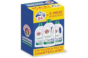 Chanteclair - Detersivo per Lavatrice, Profumo Muschio Bianco, Formula Concentrata, con Vero Sgrassatore - 3 Flaconi da 1260 ml