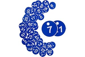 STAYMAX Etiquetas de números de identificación de plástico grabadas, etiquetas de identificación sin llaveros (1-200, azul)