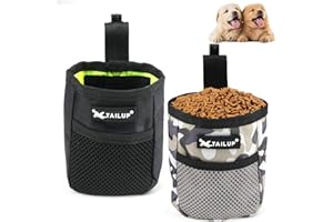 SVALOR Dog Treat Pouch for Training,2 PCS Treat Bags for Dog Training,600D Oxford Cloth Dog Treat Bags,Hands Free Treat Bags with Waist Belt Clip for Dog Training Walking and Travelling(Black+Camouflage)