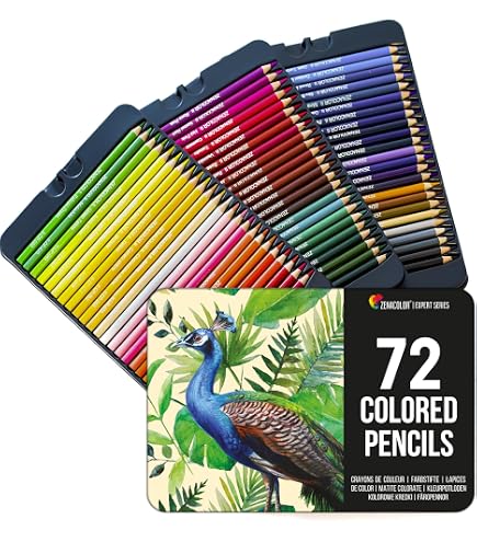 Eberhard Faber 514872 - 72 Crayons De Couleur Hexagonaux - Mine 3 Mm - Tracé Doux Et Intense - Étui Métal - Pour Peinture, Illustration Et Dessin