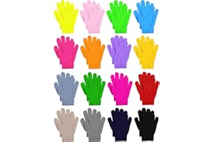 COORABY Tupa 16 Pairs Winter Kids Warm Magic Gloves Full Fingers Stretchy Knitted Gloves for Boys or Girls