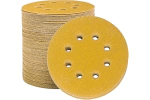 STEBRUAM 100 Pezzi Dischi Abrasivi da 125 mm Fogli di Sabbia a Disco 40 Graniglie Carte Abrasive 8 Fori Levigatura Carta Vetrata Smerigliatrice a Grana Grossa Cuscinetti per Levigatrice Orbitali