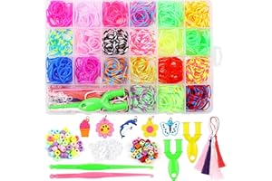SONEER 900pcs Loom Bands, Loom Band Kit Twist Loombands with Crochet Hooks, S Clips, Y Shape Loom, Rubber Loom Bands Refill for Kids DIY Bracelet Crafting Making