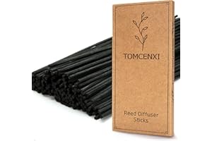 TOMCENXI T&Cx Black Reed Diffuser Sticks,19cm Natural Rattan Wood Sticks,Diffuser Refills,Essential Oil Aroma Diffuser Replacements Sticks for Home,Office