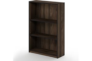 Furinno JAYA Simple Home 3-Tier Adjustable Shelf Bookcase, Columbia Walnut