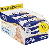 Dodot Pure Aqua Touch Baby Wipes 9 Packs of 48 Count = 432 Wipes, Soft | Smooth texture with lotion and 99% water, gently cle